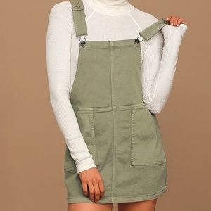 Olive Skirt Overalls